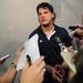 Michigan offensive linesman Taylor Lewan answers questions from the media after the Outback Bowl at Raymond James Stadium in Tampa, Fla. on Tuesday, Jan. 1. Melanie Maxwell I AnnArbor.com